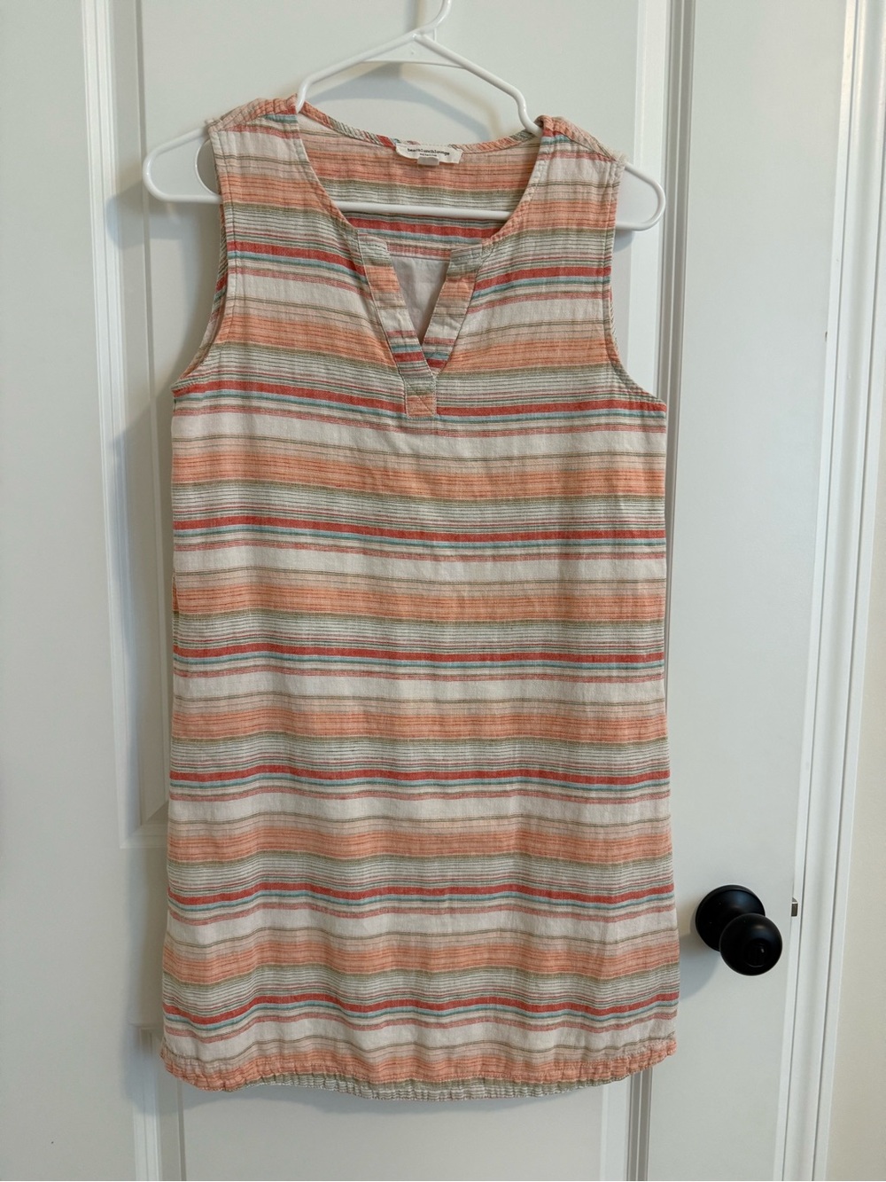 beachlunchlounge Women's Shift Dress Striped V-Neck Sleeveless XS Multicolor